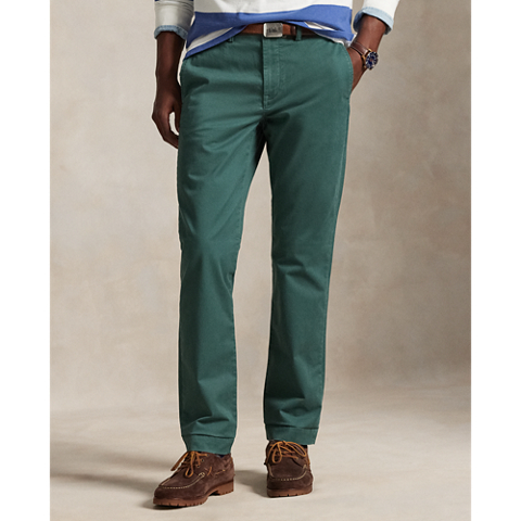 Мужские брюки Ralph Lauren Washed Stretch Chino – All Fits, цвет: Зелёный