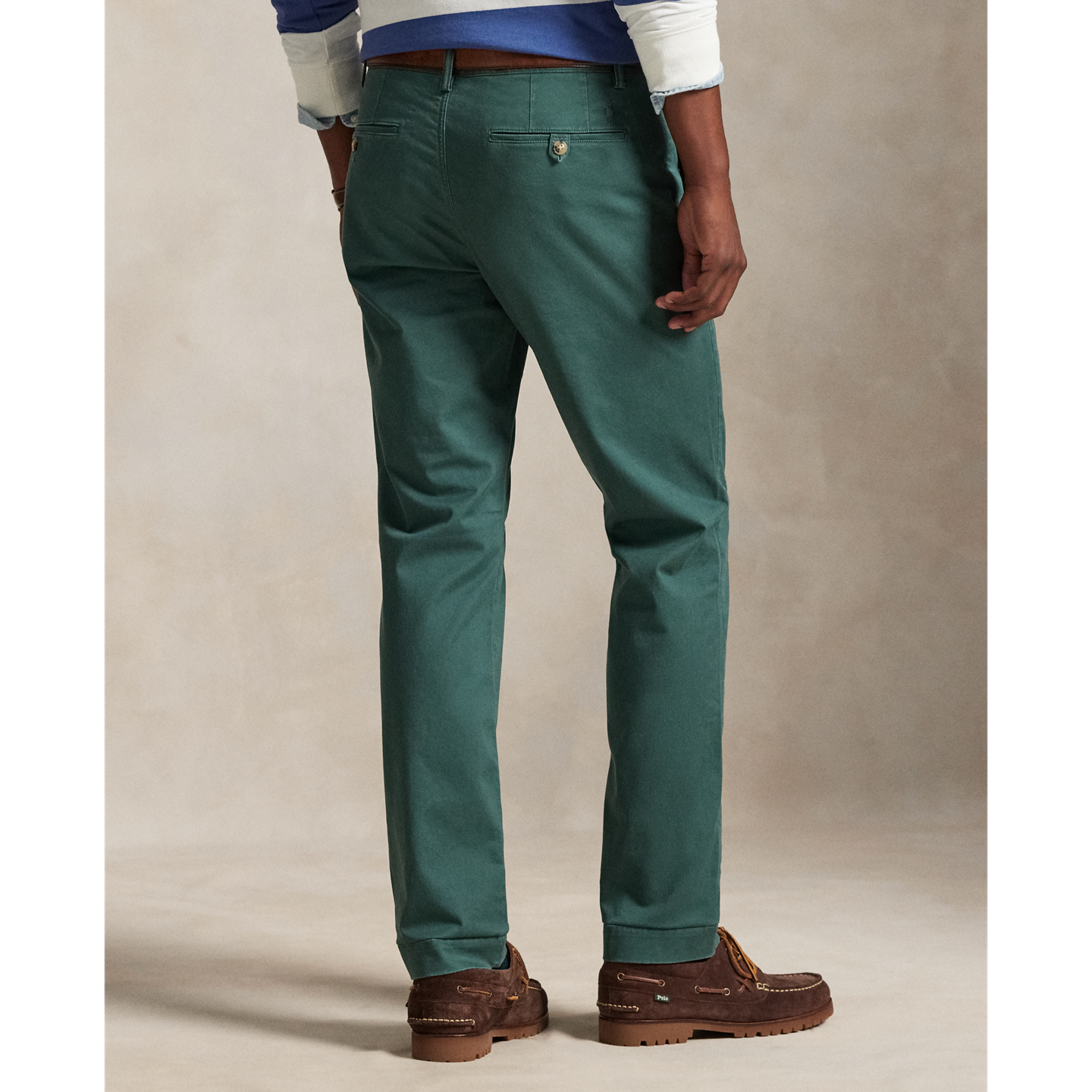 Мужские брюки Ralph Lauren Washed Stretch Chino – All Fits, цвет: Зелёный — фото 2