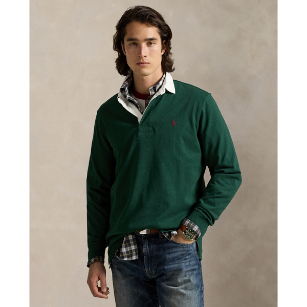 POLO RALPH LAUREN ラグビーシャツ グリーン Polo Ralph Lauren Men's Green Solid Classic Fit Rugby Polo