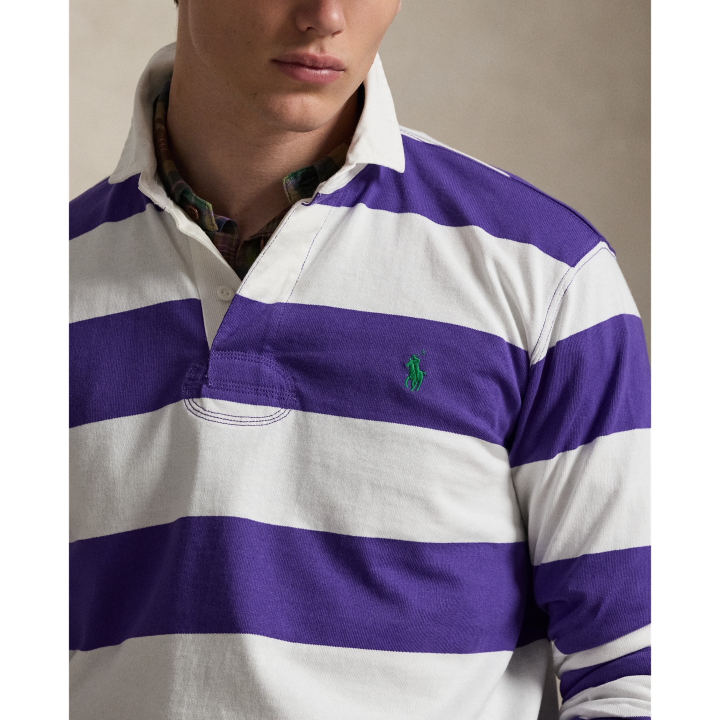 Рубашка Ralph Lauren The Iconic Rugby Shirt, цвет: Фиолетовый — фото 3