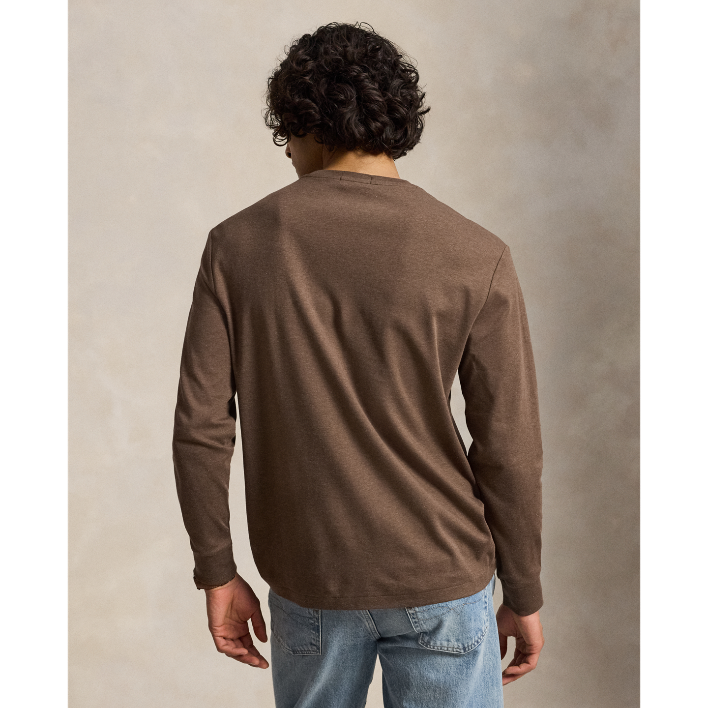 Мужская футболка Ralph Lauren Classic Fit Soft Cotton Crewneck, цвет: Коричневый меланжевый — фото 2