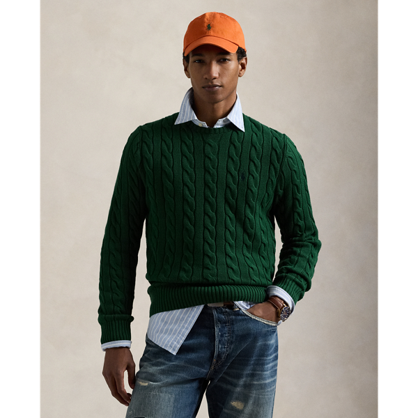 Mens green cable knit sweater hot sale
