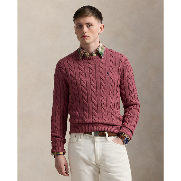 Baumwollpullover mit Zopfmuster