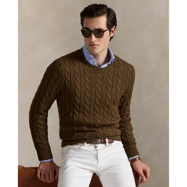 Baumwollpullover mit Zopfmuster