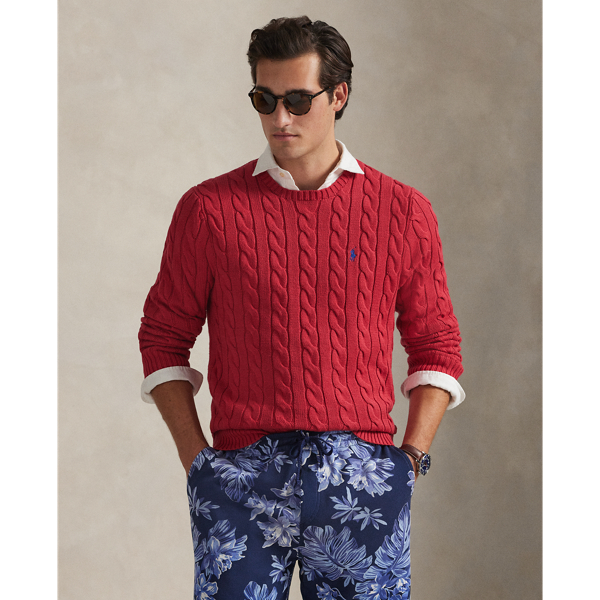 Baumwollpullover mit Zopfmuster Polo Ralph Lauren in Sonnenaufgangs-Rot 1