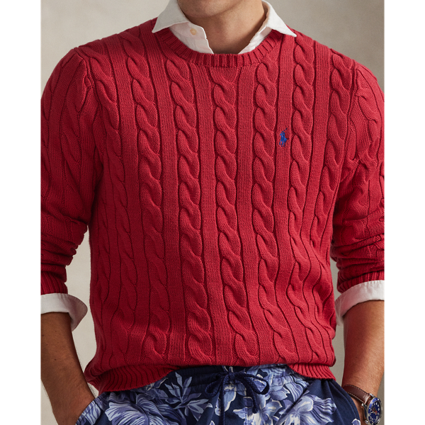 Baumwollpullover mit Zopfmuster Polo Ralph Lauren in Sonnenaufgangs-Rot 6