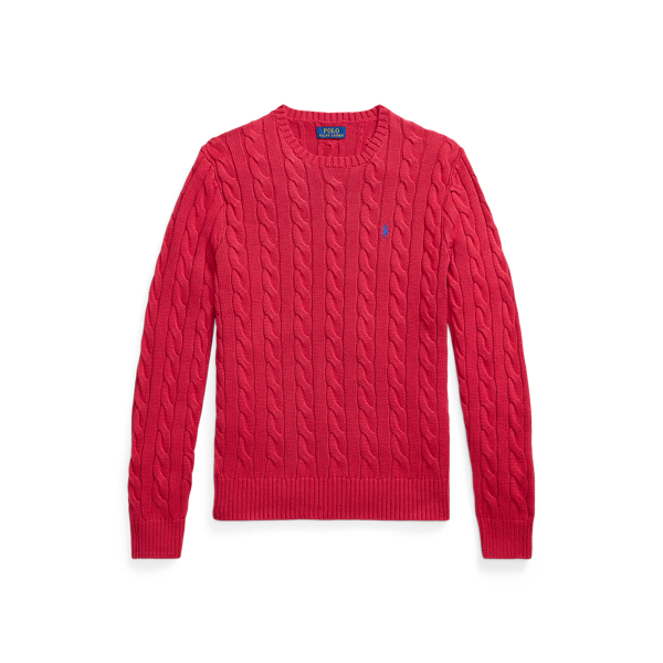 Baumwollpullover mit Zopfmuster Polo Ralph Lauren in Sonnenaufgangs-Rot 2