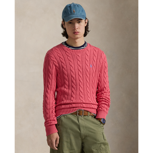 Baumwollpullover mit Zopfmuster