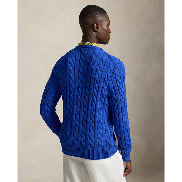 Pull en coton torsad&eacute; Polo Ralph Lauren en Azur classique 5
