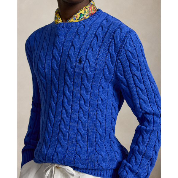 Pull en coton torsad&eacute; Polo Ralph Lauren en Azur classique 6