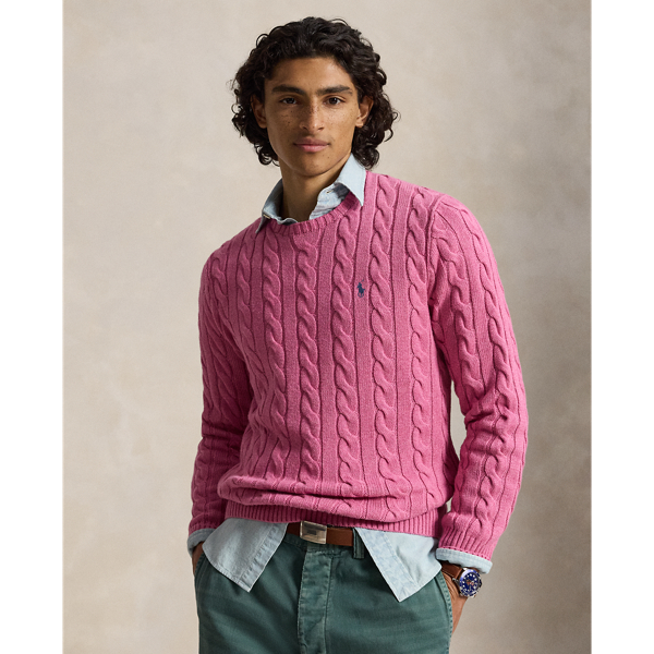Baumwollpullover mit Zopfmuster