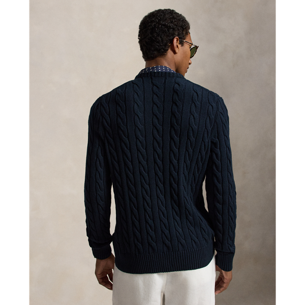 Hunter Navy Cable-Knit Cotton Sweater Polo Ralph Lauren 5