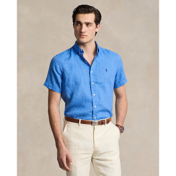 Riviera Blue Classic Fit Linen Shirt Polo Ralph Lauren 1