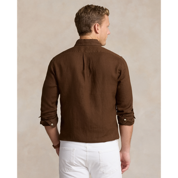 Chocolate Mousse Custom Fit Linen Shirt Polo Ralph Lauren 5
