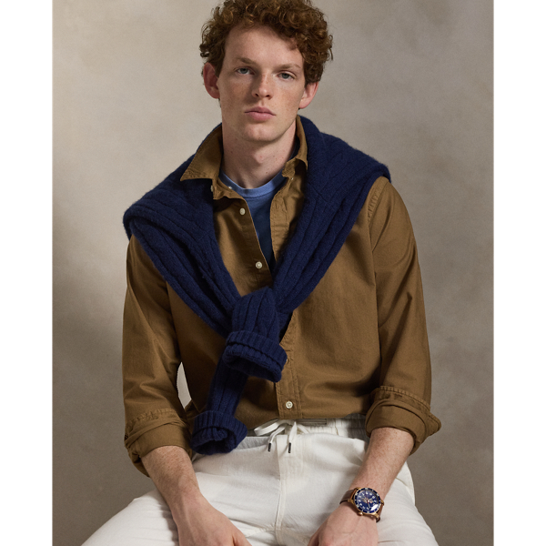 RL Brown Classic Fit Garment-Dyed Oxford Shirt Polo Ralph Lauren 1