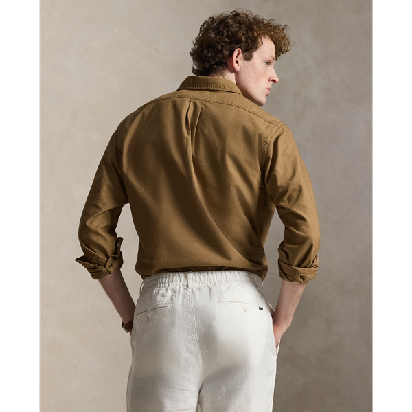 RL Brown Classic Fit Garment-Dyed Oxford Shirt Polo Ralph Lauren 5