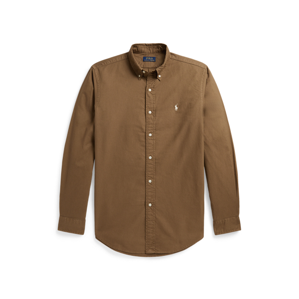 RL Brown Classic Fit Garment-Dyed Oxford Shirt Polo Ralph Lauren 2