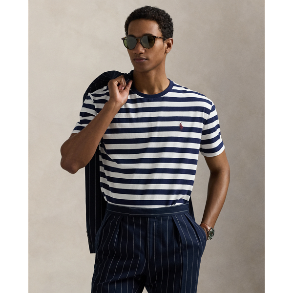 Custom Slim Fit Striped Jersey T-Shirt