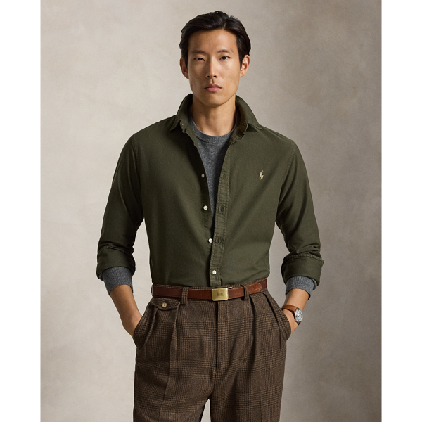 Gef&auml;rbtes Slim-Fit Oxfordhemd Polo Ralph Lauren in Kompanie-Oliv 1
