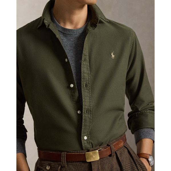 Gef&auml;rbtes Slim-Fit Oxfordhemd Polo Ralph Lauren in Kompanie-Oliv 5