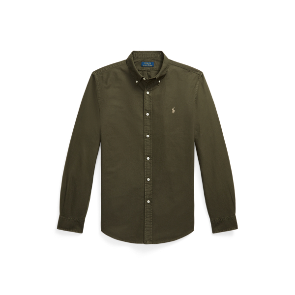 Company Olive Slim Fit Garment-Dyed Oxford Shirt Polo Ralph Lauren 1