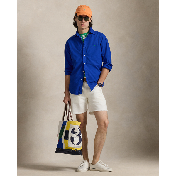 Chemise Oxford ajust&eacute;e teinte en pi&egrave;ce Polo Ralph Lauren en Royal pacifique 4