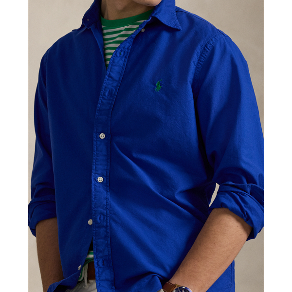 Chemise Oxford ajust&eacute;e teinte en pi&egrave;ce Polo Ralph Lauren en Royal pacifique 6