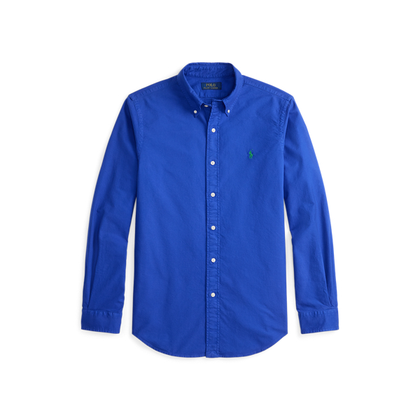 Chemise Oxford ajust&eacute;e teinte en pi&egrave;ce Polo Ralph Lauren en Royal pacifique 2