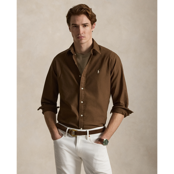 Chestnut Custom Fit Garment-Dyed Oxford Shirt Polo Ralph Lauren 1