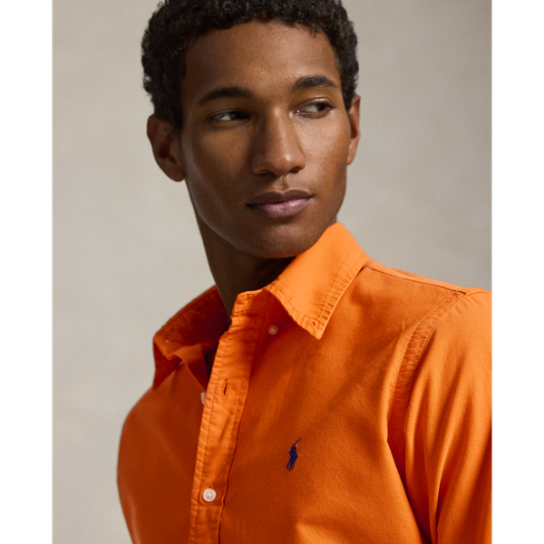 Chemise Oxford ajust&eacute;e teinte en pi&egrave;ce Polo Ralph Lauren en Orange navigation 6