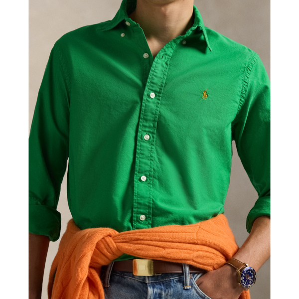 Gef&auml;rbtes Custom-Fit Oxfordhemd Polo Ralph Lauren in Stielgr&uuml;n 6
