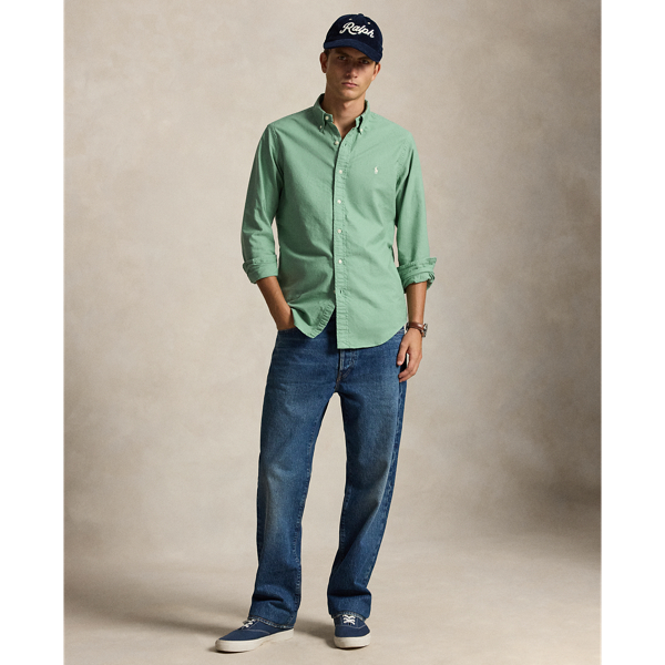 Faded Mint Custom Fit Garment-Dyed Oxford Shirt Polo Ralph Lauren 4