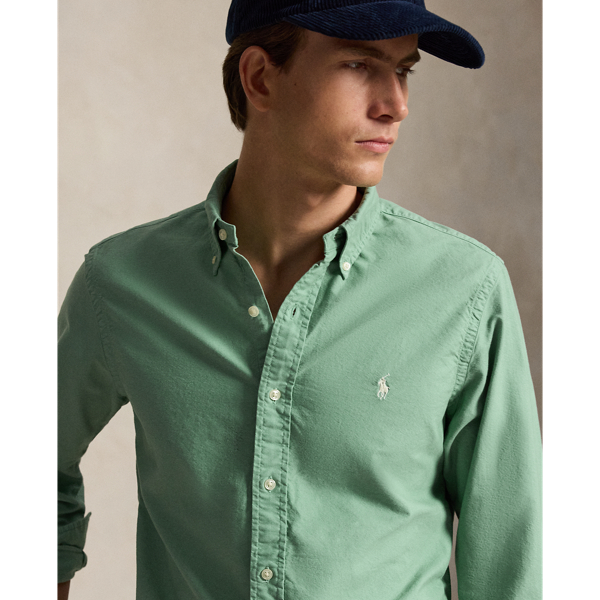 Faded Mint Custom Fit Garment-Dyed Oxford Shirt Polo Ralph Lauren 6