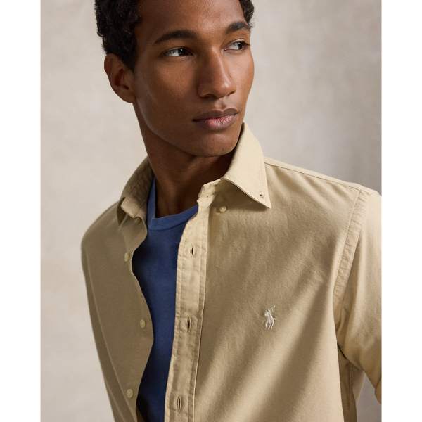 Chemise Oxford ajust&eacute;e teinte en pi&egrave;ce Polo Ralph Lauren en Dune de sable 6