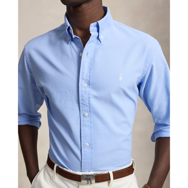 Chemise Oxford ajust&eacute;e teinte en pi&egrave;ce Polo Ralph Lauren en Bleu Austin/Blanc 6