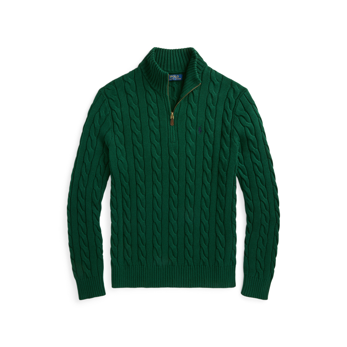Cable-Knit Cotton Quarter-Zip Sweater