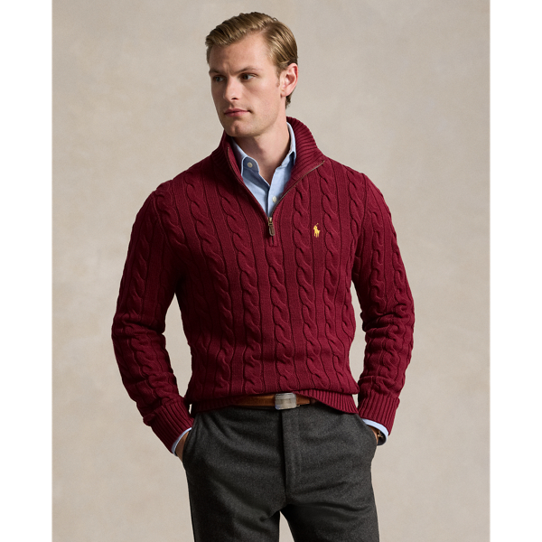 Men s Red Quarter Zip Sweaters Ralph Lauren