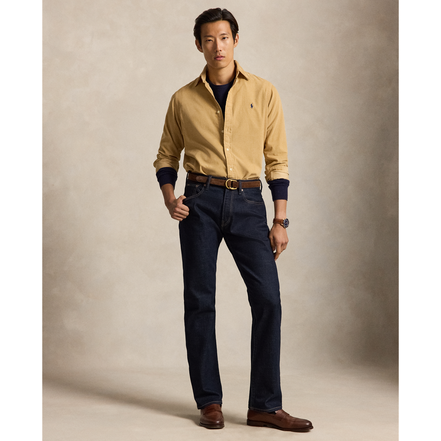 Мужская рубашка Ralph Lauren Classic Fit Corduroy, цвет: Верблюжий — фото 1