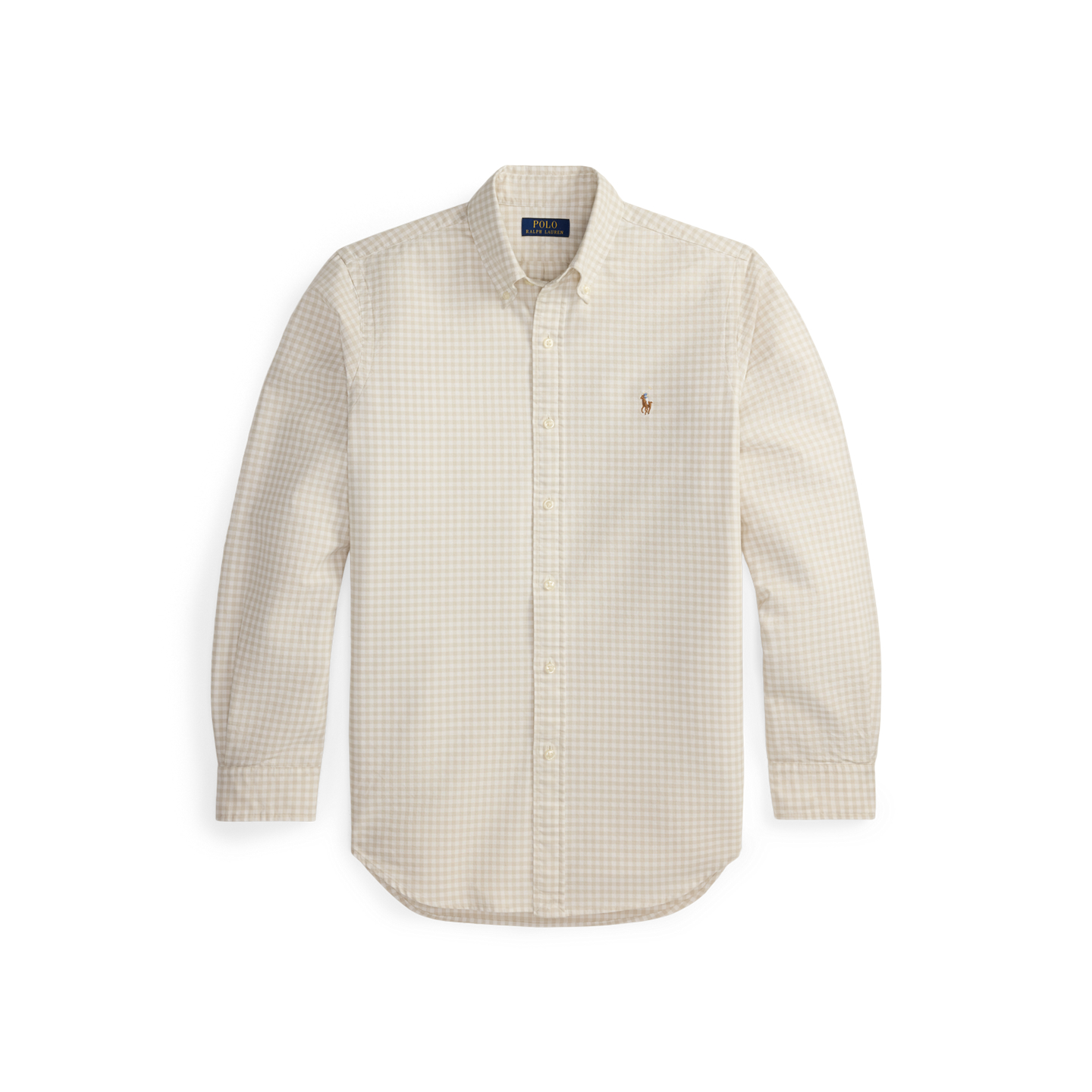 Мужская рубашка Ralph Lauren Classic Fit Gingham Oxford, цвет: Песочный белый — фото 5