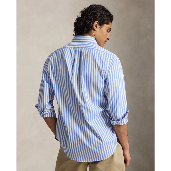 Cabana Blue / White Classic Fit Striped Peached Poplin Shirt Polo Ralph Lauren 4