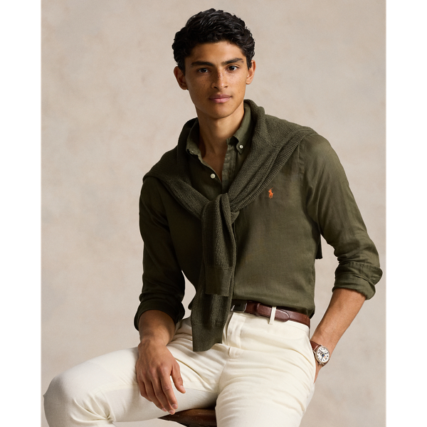 Ralph lauren men's linen shirt sale best sale