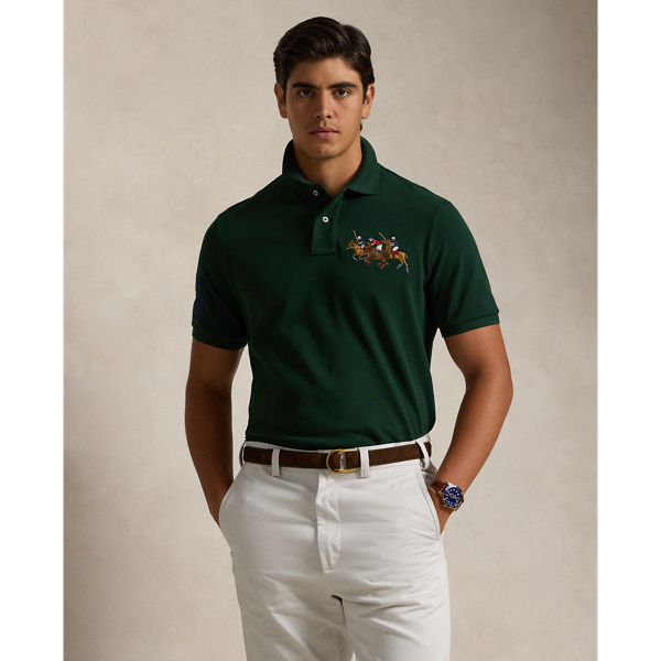 College Green Classic Fit Triple-Pony Mesh Polo Shirt Polo Ralph Lauren 1