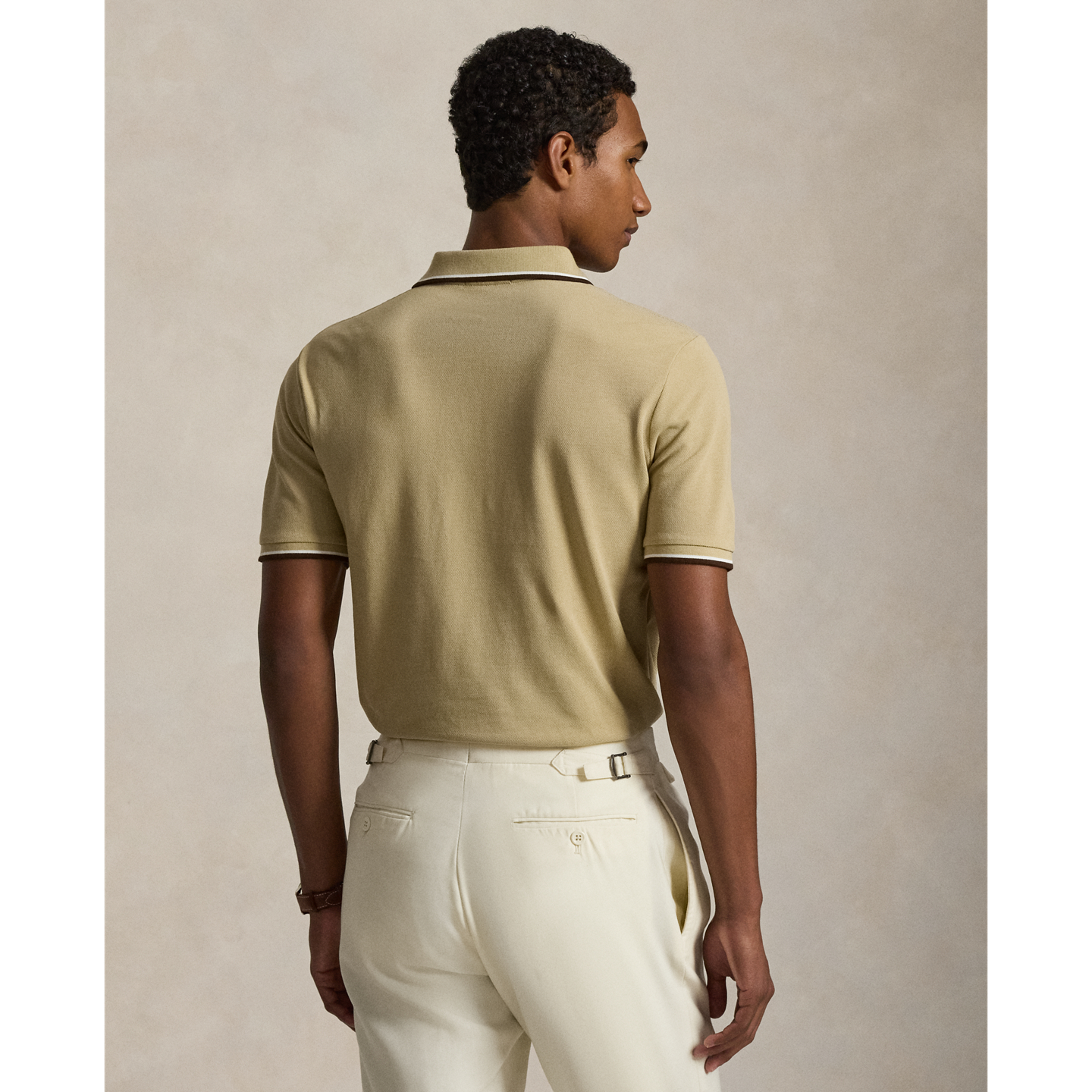 Мужское поло Ralph Lauren Classic Fit Mesh Polo, цвет: Бежевый — фото 2