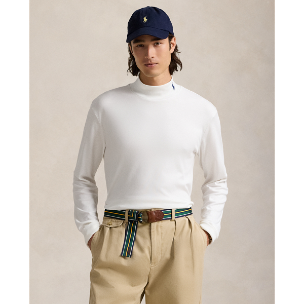 White Soft Cotton Mockneck Shirt Polo Ralph Lauren 1