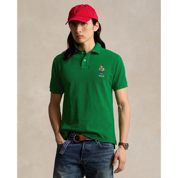 Athletic Green Custom Slim Polo Bear Mesh Polo Shirt Polo Ralph Lauren 1