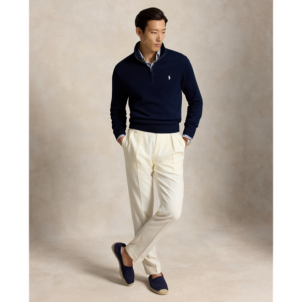 Pull en coton demi-zipp&eacute; &agrave; col chemin&eacute;e Polo Ralph Lauren en Marine chasseur 4