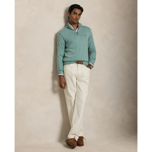 Quarter-Zip Cotton Mockneck Jumper
