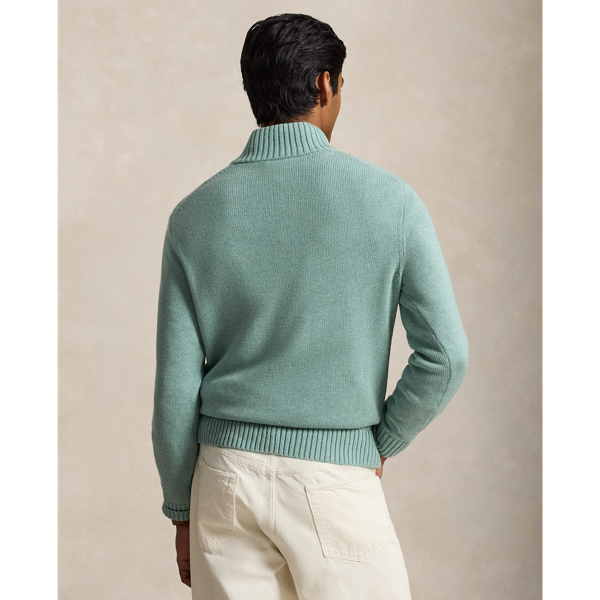 Quarter-Zip Cotton Mockneck Jumper