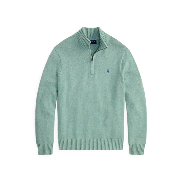 Quarter-Zip Cotton Mockneck Jumper