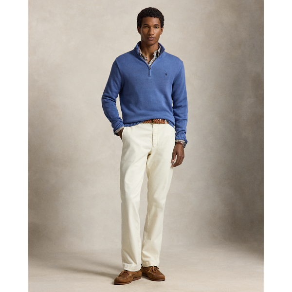 Quarter-Zip Cotton Mockneck Jumper